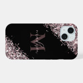 輝くモノグラム ローズゴールド iPhone 15ケース (裏面横)