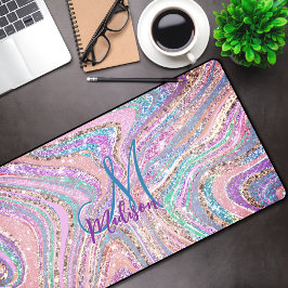 輝くユニコーンの虹ガーリーの驚嘆の芸術 デスクマット