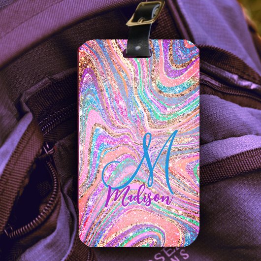 輝くユニコーンの虹ガーリーの驚嘆の芸術 ラゲッジタグ