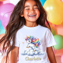 輝くユニコーン魔法の雲の名前 Tシャツ