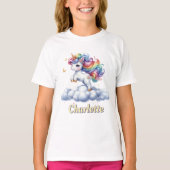 輝くユニコーン魔法の雲の名前 Tシャツ (正面)