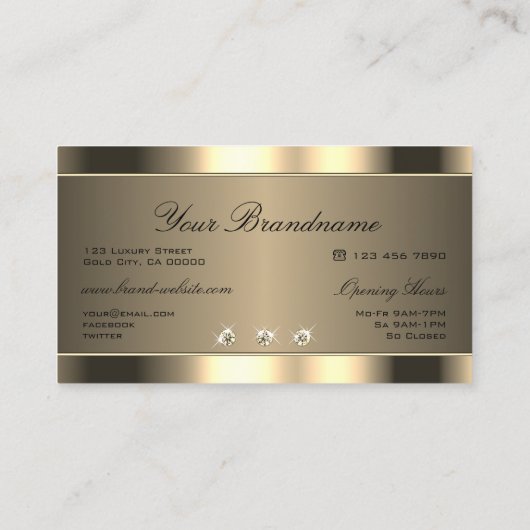 輝くラインストーンによる豪華な金ゴールド効果 名刺 (裏面)