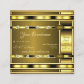 輝くラインストーンズのある豪華な金フェイク色 スクエア名刺 (裏面)