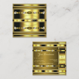 輝くラインストーンズのある豪華な金フェイク色 スクエア名刺