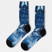輝くラメの雪の結晶 冬 クリスマス ソックス (左)