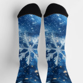 輝くラメの雪の結晶 冬 クリスマス ソックス (上部)