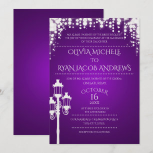 輝くランプのポストGala Purple 結婚's 招待状