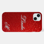 輝くレッドラメテクスチャー 高級感のあるおしゃれなギフト iPhoneケース (裏面横)