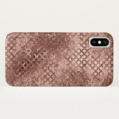 輝くローズゴールドの円形 ピンクのラグジュアリースパークル Case-Mate iPhoneケース (裏面(横))