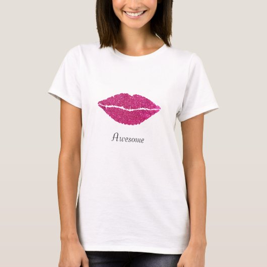 輝くローズゴールドの唇 Tシャツ (正面)