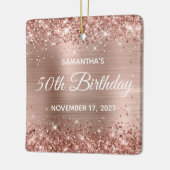 輝くローズゴールド箔 50歳の誕生日 セラミックオーナメント (左)