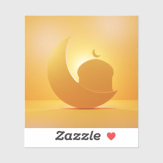 輝く三日月とモスクオーナメント シール