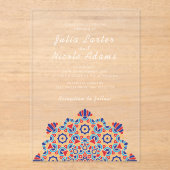 輝く三日月華麗なマンダラ結婚ズ アクリル招待状 (正面)