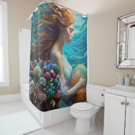 輝く人魚と宝石 シャワーカーテン
