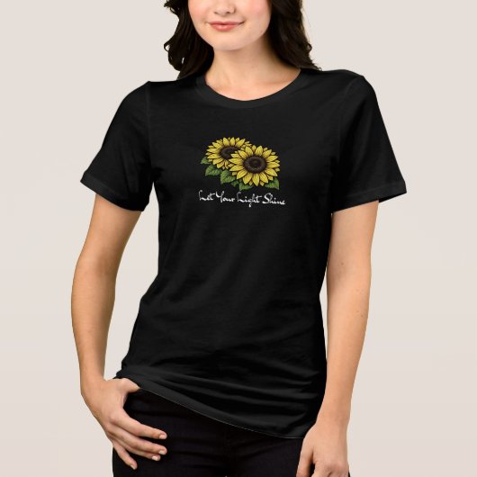 輝く光を放つひまわり 女性用Tシャツ トライブレンドTシャツ (正面)