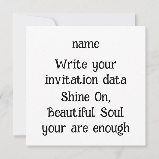 輝く内から – 天の自己の愛の引用文 招待状 (裏面)
