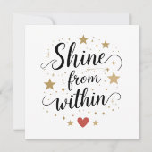 輝く内から – 天の自己の愛の引用文 招待状 (正面)