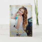 輝く喜びのホイル卒業サンキューカード 箔グリーティングカード (正面)