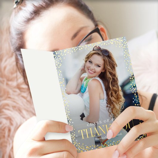 輝く喜びのホイル卒業サンキューカード 箔グリーティングカード