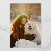 輝く喜びの花飾り1写真ミニマルクリスマス 箔シーズンカード (正面)