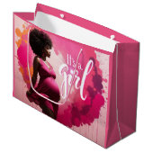 輝く喜び鮮やか：女の子の民族妊娠 ラージペーパーバッグ (正面アングル)