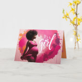 輝く喜び: 輝かしい 女の子の出産 民族の妊娠 カード (黄色い花)