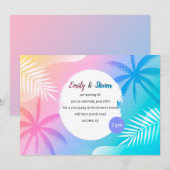 輝く夏のパーティー招待状 招待状 (正面/裏面)
