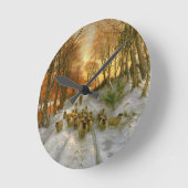 輝く夕べ時間 ラウンド壁時計 (傾斜)