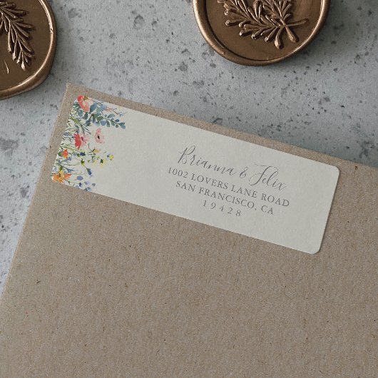 輝く多色の野生の花の返送ラベル ラベル