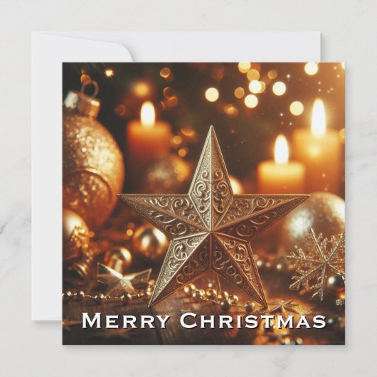 輝く夜のクリスマスゴールデンスター シーズンカード (正面)