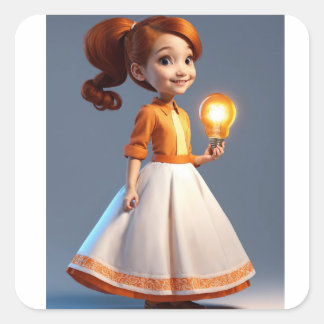 "輝く夢：ランプステッカー付きバービーガール" スクエアシール