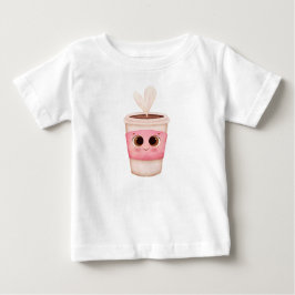 輝く大きな目のおしゃれなコーヒーカップ ベビーTシャツ