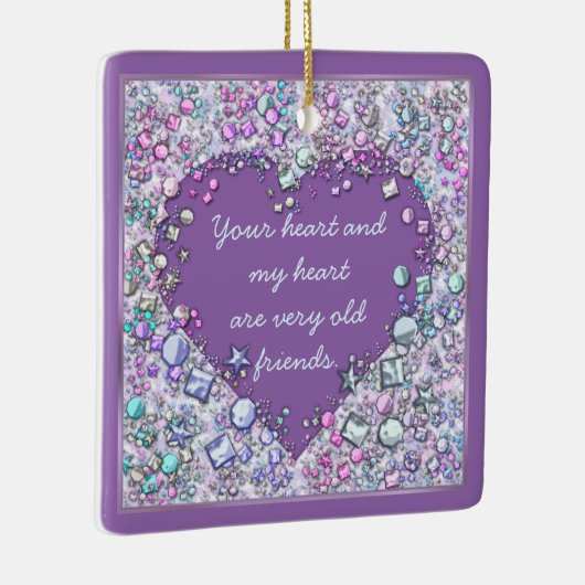 輝く大切宝石ハート引用文 セラミックオーナメント (右)