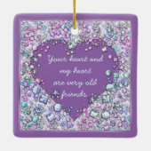 輝く大切宝石ハート引用文 セラミックオーナメント (裏面)