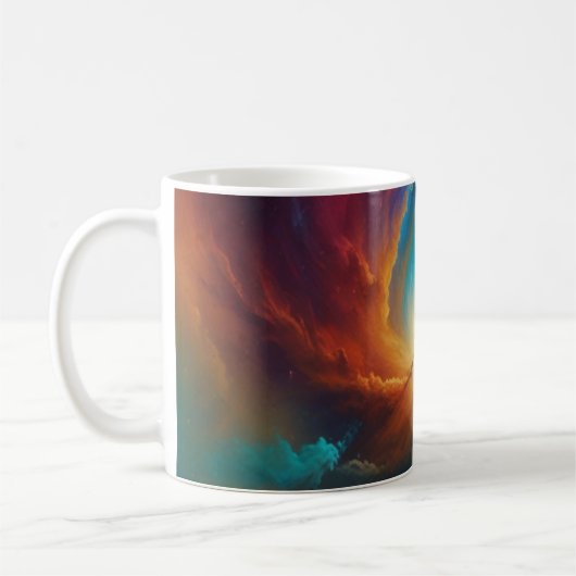 輝く天体ポータル銀河星雲アートマグ コーヒーマグカップ (左)
