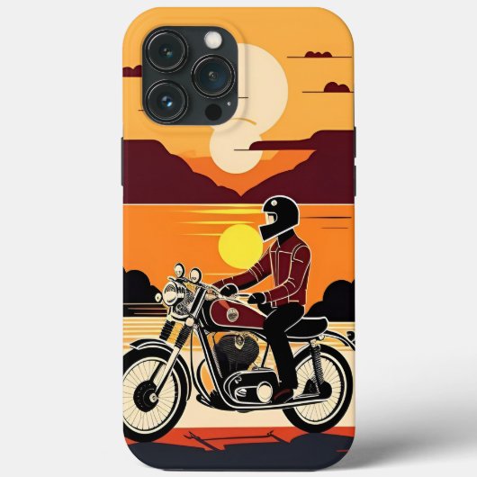 輝く太陽の下のクラシック・レトロバイクライダー Case-Mate iPhoneケース (裏面)
