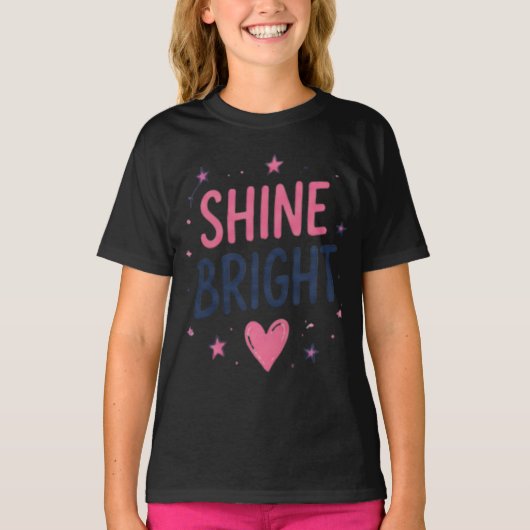 輝く女の子のためのインスピレーションTシャツ Tシャツ (正面)