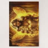 輝く妖精の翼を持つ神秘的な光の女神 ジグソーパズル (縦)