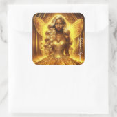 輝く妖精の翼を持つ神秘的な光の女神 スクエアシール (バッグ)
