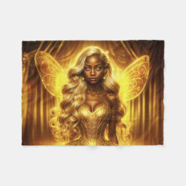 輝く妖精の翼を持つ神秘的な光の女神 フリースブランケット