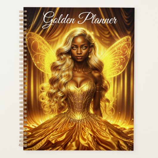 輝く妖精の翼を持つ神秘的な光の女神 プランナー手帳 (正面)
