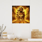 輝く妖精の翼を持つ神秘的な光の女神 ポスター (キッチン)