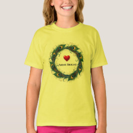 輝く孔雀の羽の円形キッズTシャツ Tシャツ