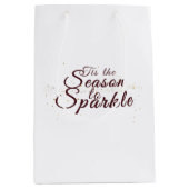 輝く季節、クリスマスの優雅さ ミディアムペーパーバッグ (正面)