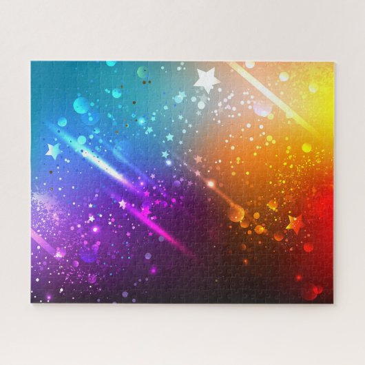 輝く宇宙の虹色銀河パズル – 16” x 20” ジグソーパズル (横)