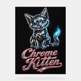 輝く完璧なクローム子猫アクリルサイン アクリルサイン