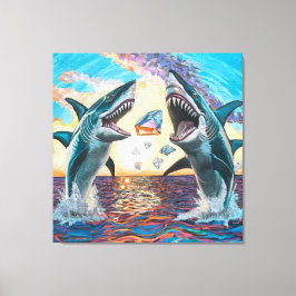 輝く宝石のためのグラマー・チョンプ・シャークのブリーチング –  キャンバスプリント