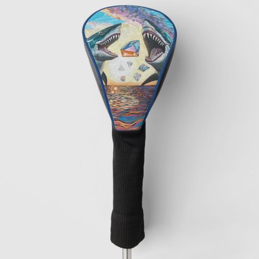 輝く宝石のためのグラマー・チョンプ・シャークのブリーチング –  ゴルフヘッドカバー (正面)