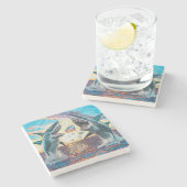 輝く宝石のためのグラマー・チョンプ・シャークのブリーチング –  ストーンコースター (横)