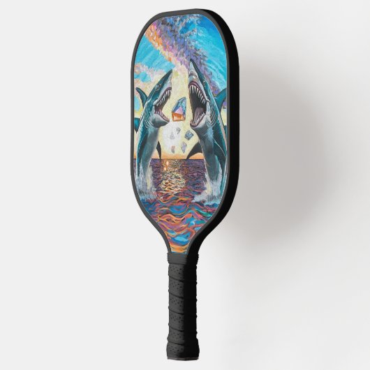 輝く宝石のためのグラマー・チョンプ・シャークのブリーチング –  ピックルボールラケット (左)